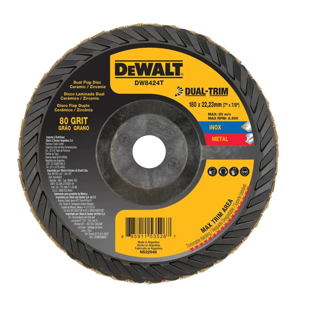 Disco Flap Dual-Trim com Camada dupla G80 7x7/8” Dewalt