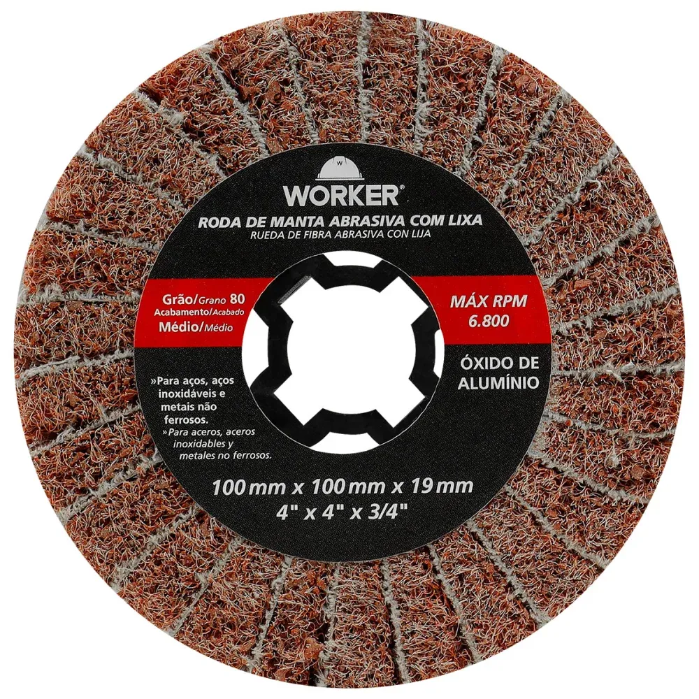 Roda Manta Abrasiva com Lixa G80 4"x4"x3/4" Worker - Imagem 4