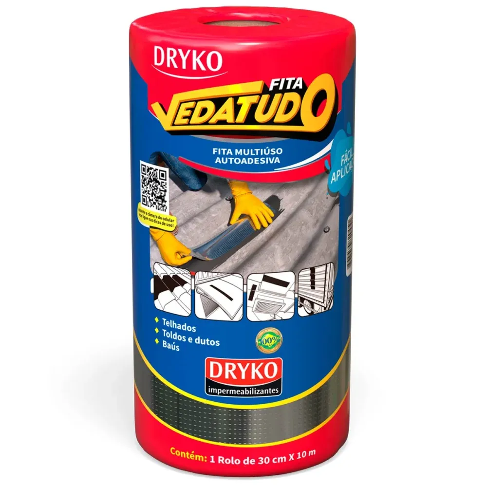 Fita Autoadesiva de Alumínio Vedatudo 30cm x 10m Dryko