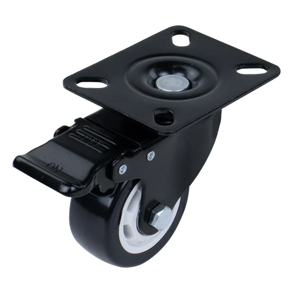 Rodízio Giratório de Poliuretano com Freio 40mm Preto Worker - Imagem 4