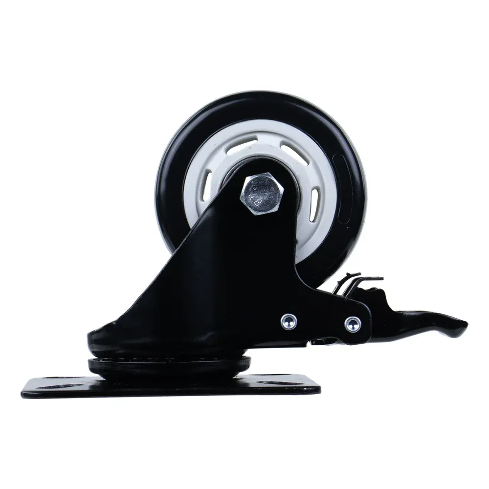 Rodízio Giratório de Poliuretano com Freio 40mm Preto Worker - Imagem 5