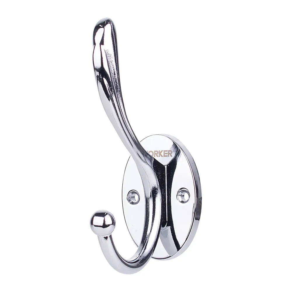 Gancho de Parede Duplo Alumínio - Cor Cromo Worker