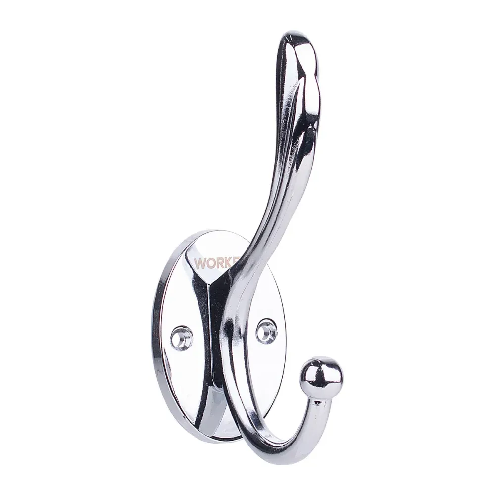 Gancho de Parede Duplo Alumínio - Cor Cromo Worker - Imagem 2