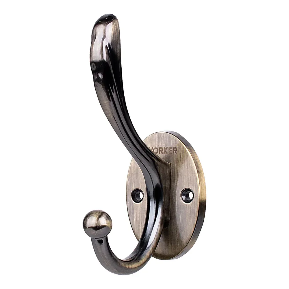 Gancho de Parede Duplo - Cor Latão Antigo Worker