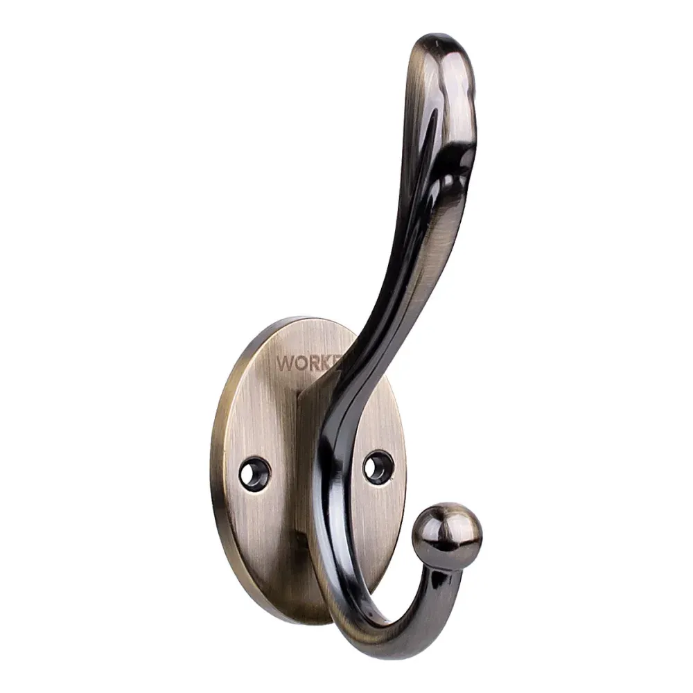 Gancho de Parede Duplo - Cor Latão Antigo Worker - Imagem 2