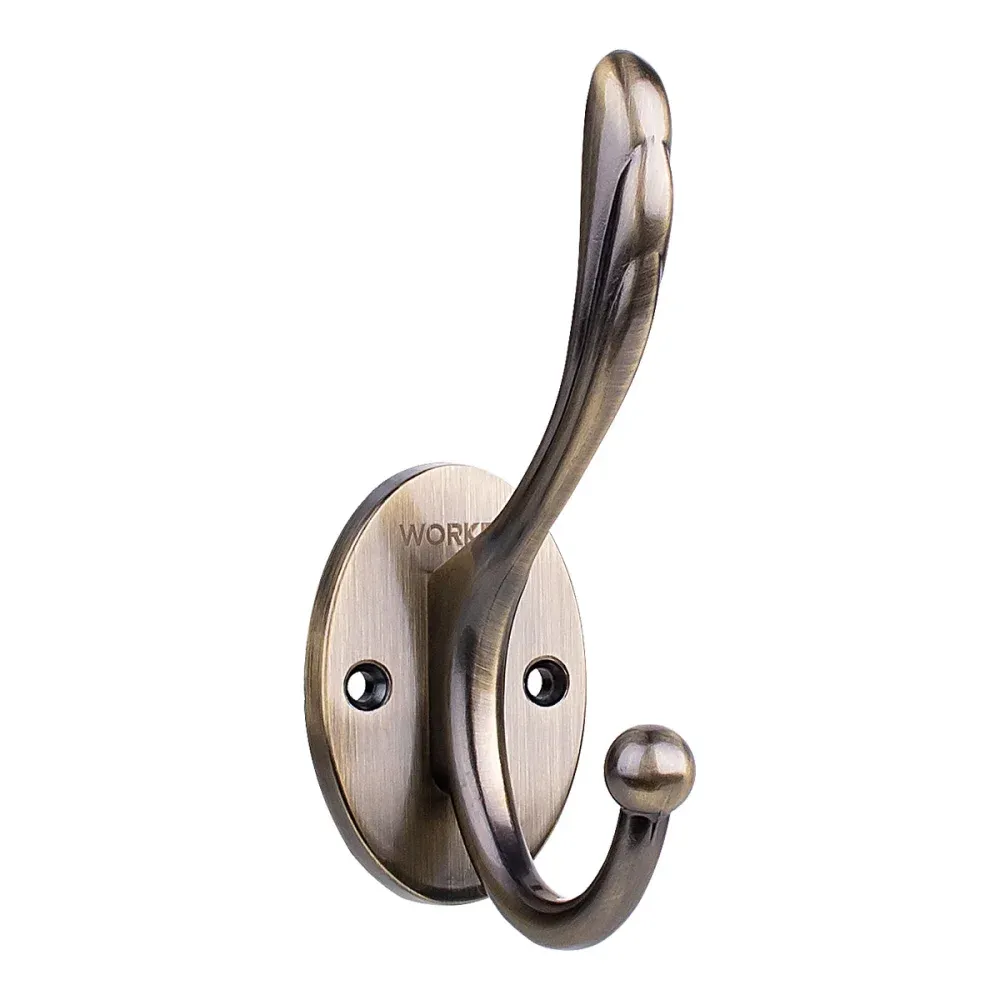 Gancho de Parede Duplo Alumínio - Cor Latão Antigo Worker - Imagem 2