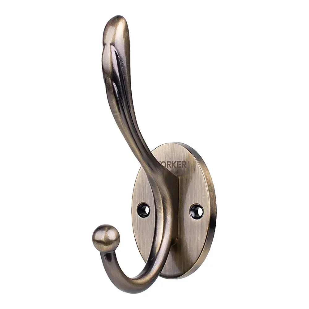 Gancho de Parede Duplo Alumínio - Cor Latão Antigo Worker - Imagem 4