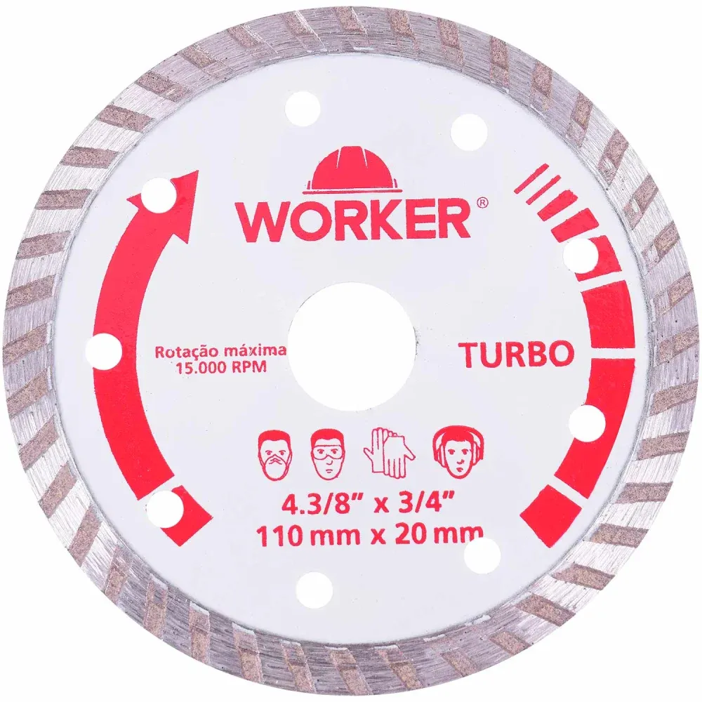 Kit de Disco Diamantado 110mm x 20mm 20 Peças Worker - Imagem 2