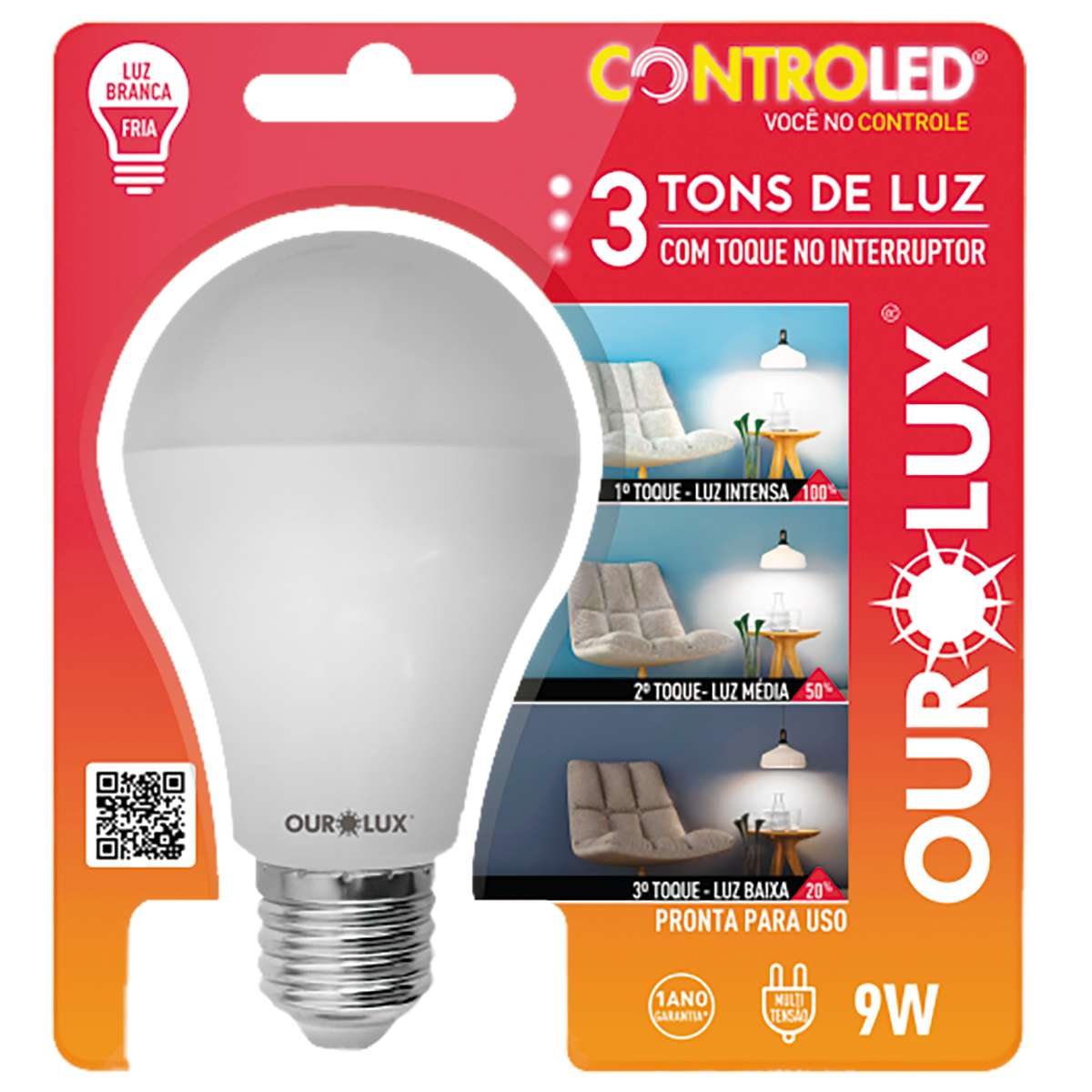 LAMP LED 3 INTENSID. 9W 6500K BIV E27 - Imagem 2