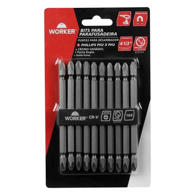 Bits para Parafusadeira Phillips PH2 4.1/3" - 110mm Worker