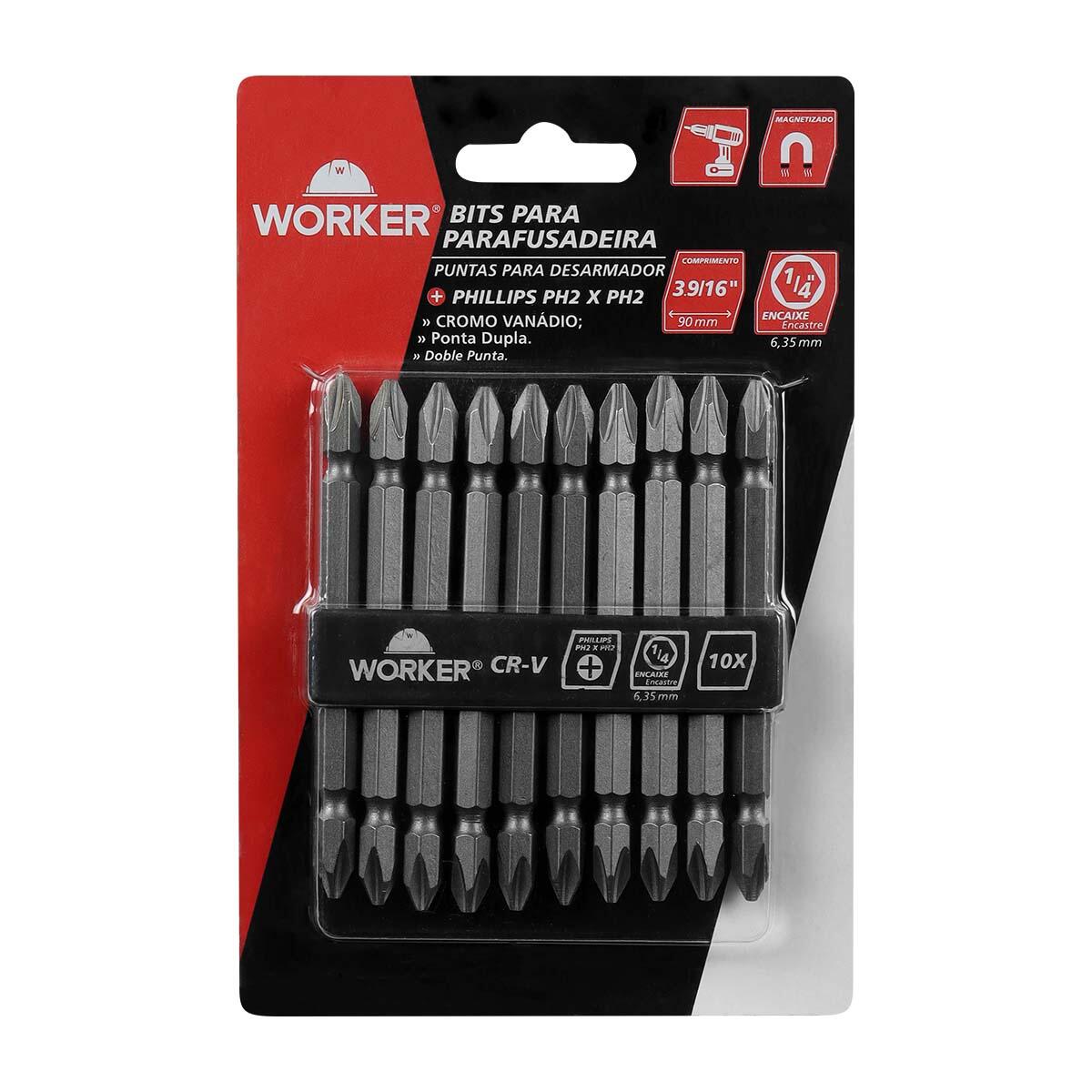Bits para Parafusadeira Phillips PH2 3.9/16" - 90mm Worker