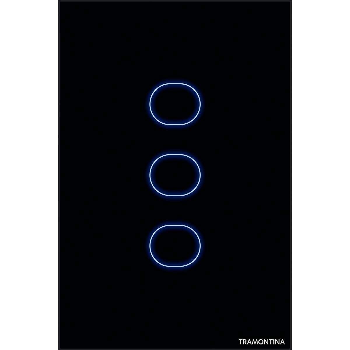 Interruptor Touch Smart Preta com 3 Canais TRAMONTINA