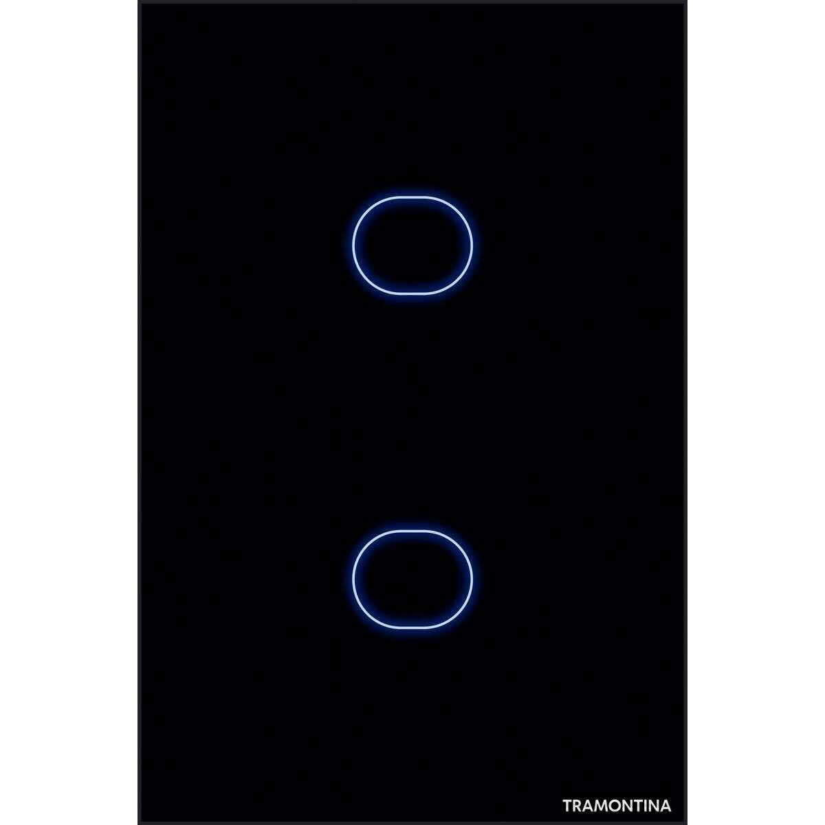 Interruptor Touch Smart Preta com 2 Canais TRAMONTINA