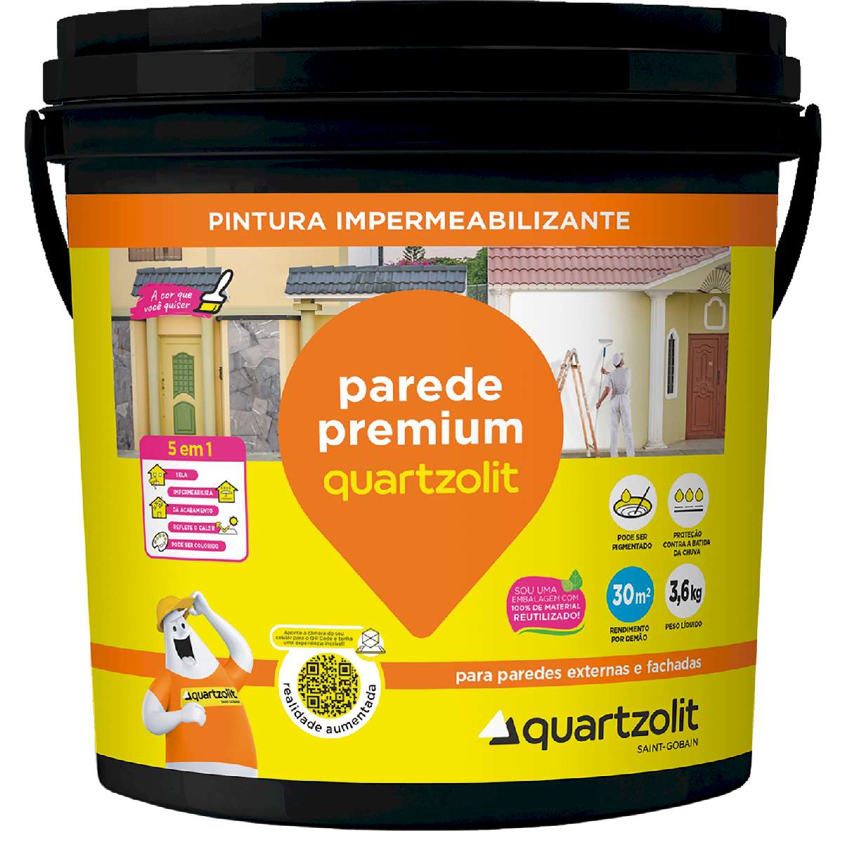 Impermeabilizante Parede Premium Branco 3,6Kg QUARTZOLIT