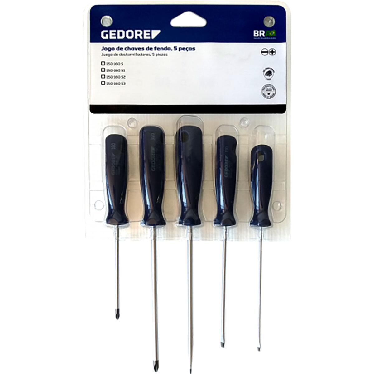 Jogo de Chaves de Fenda e Philips com 5 Peças Gedore