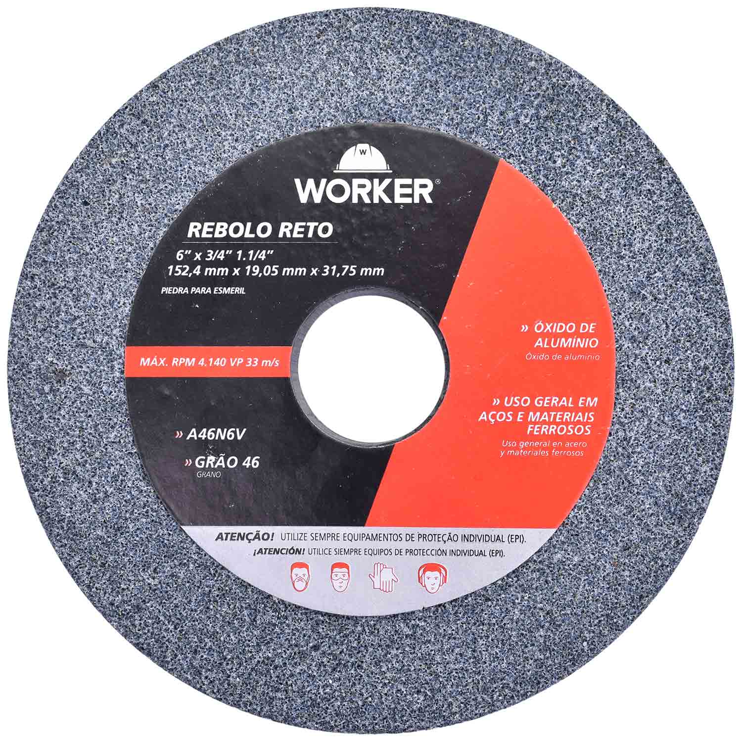 Rebolo Reto Uso Geral 6” x ¾” Worker