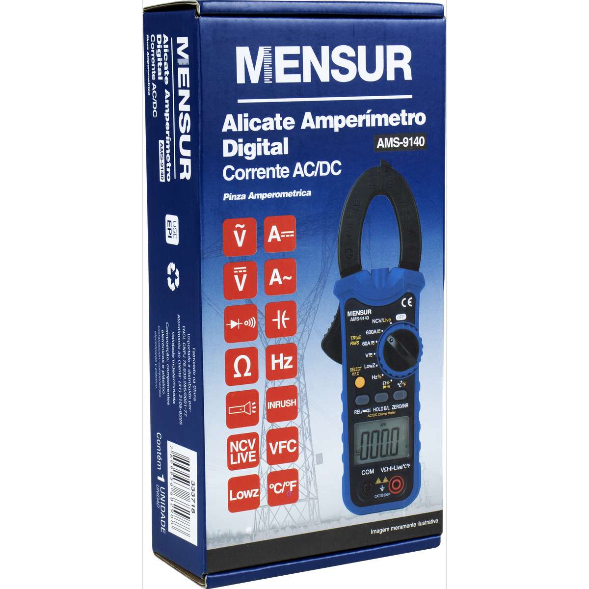 Alicate Amperímetro Digital Corrente AC / DC AMS-9140 MENSUR - Imagem 8