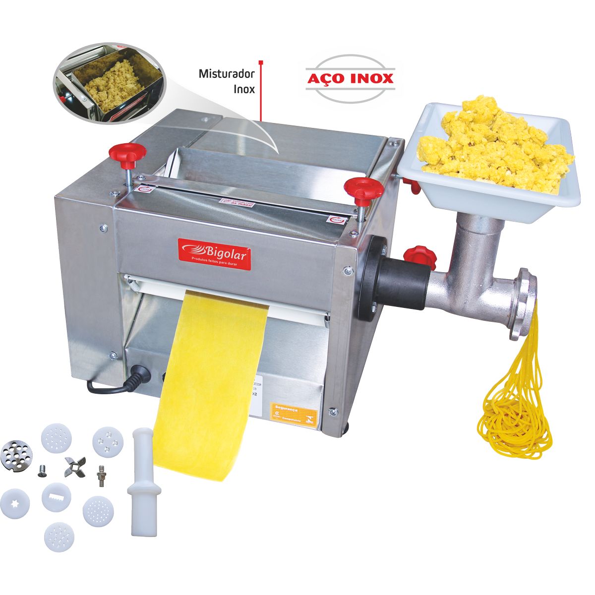 Cilindro Extrusor Moedor e Misturador Conjugado Inox 25Cm 7 em 1 Bigolar