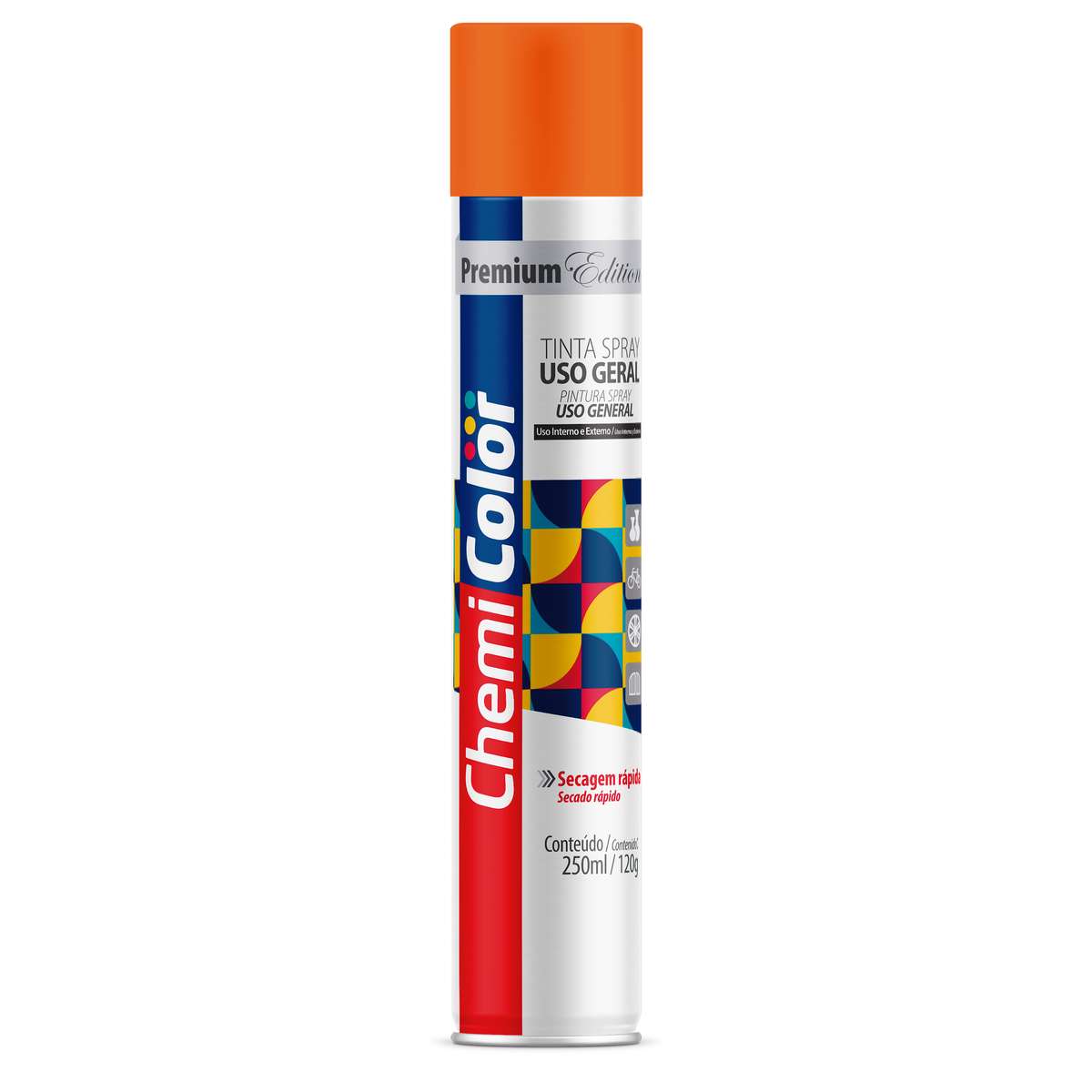Tinta Spray Uso Geral 250ml/120g Laranja CHEMICOLOR