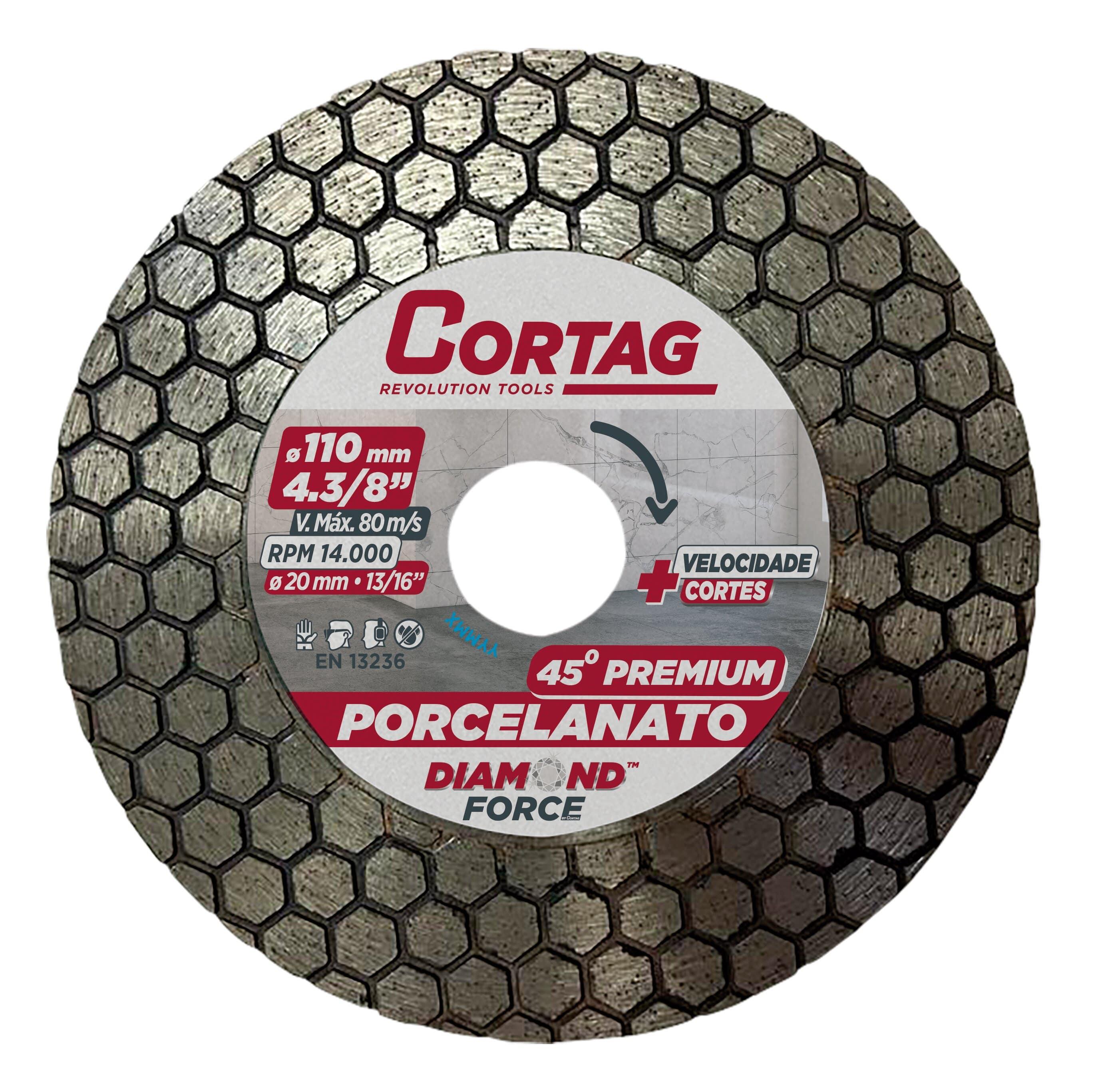 Disco Diamantado Chanfro 45° Premium 110mm Cortag