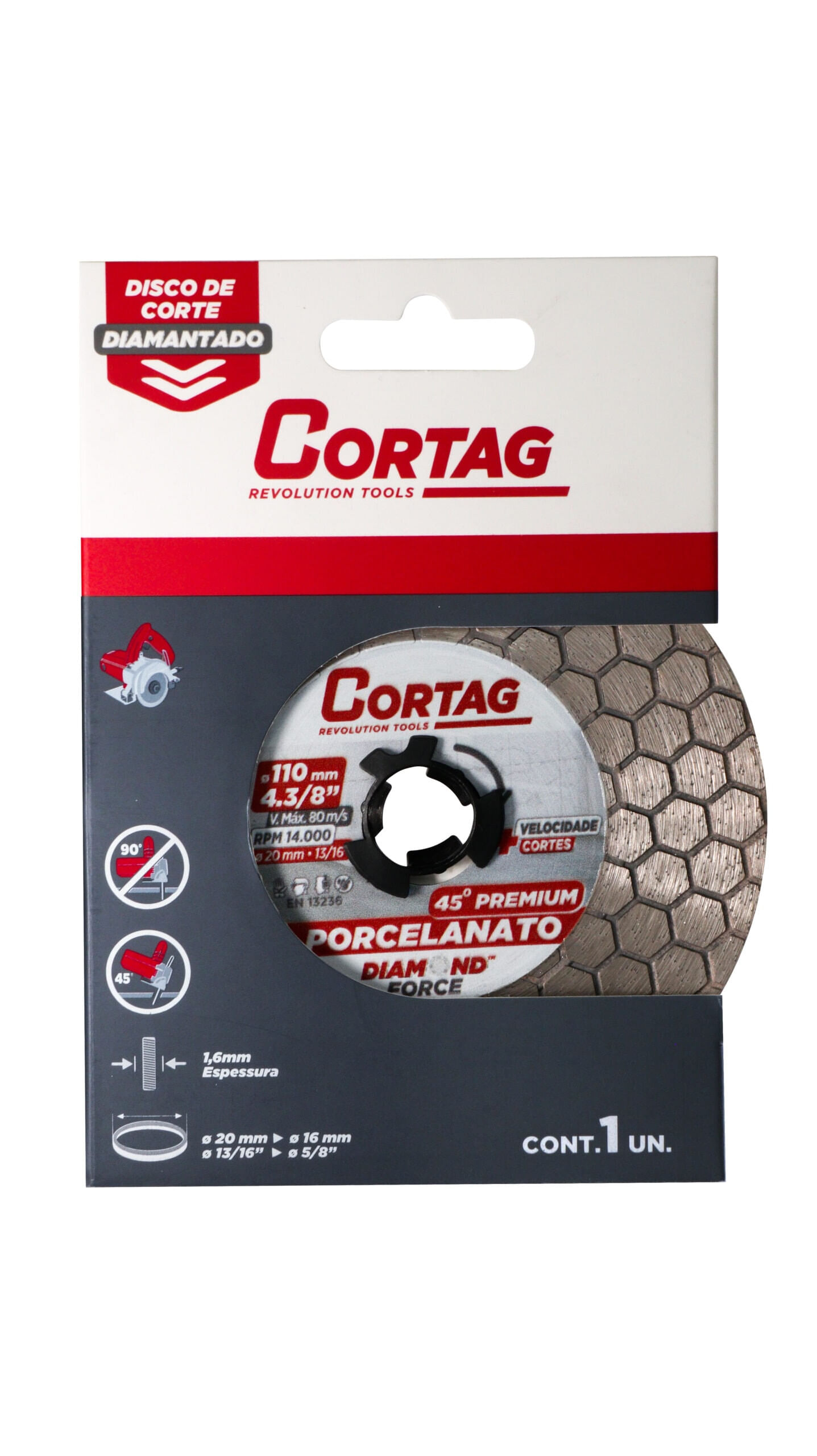 Disco Diamantado Chanfro 45° Premium 110mm Cortag - Imagem 3