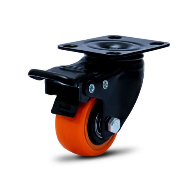 Rodízio Giratório Série 10 Black com Placa Fixa 1.5/8" Com Freio Colson