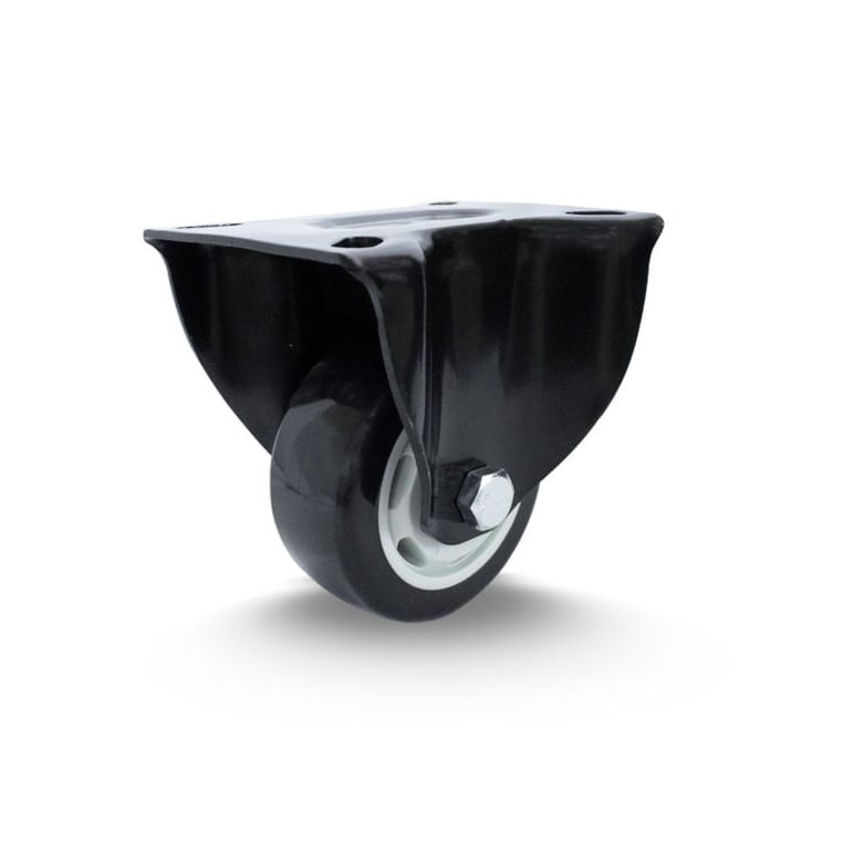 Rodízio Fixo com Placa Preta 80x105mm com freio Colson