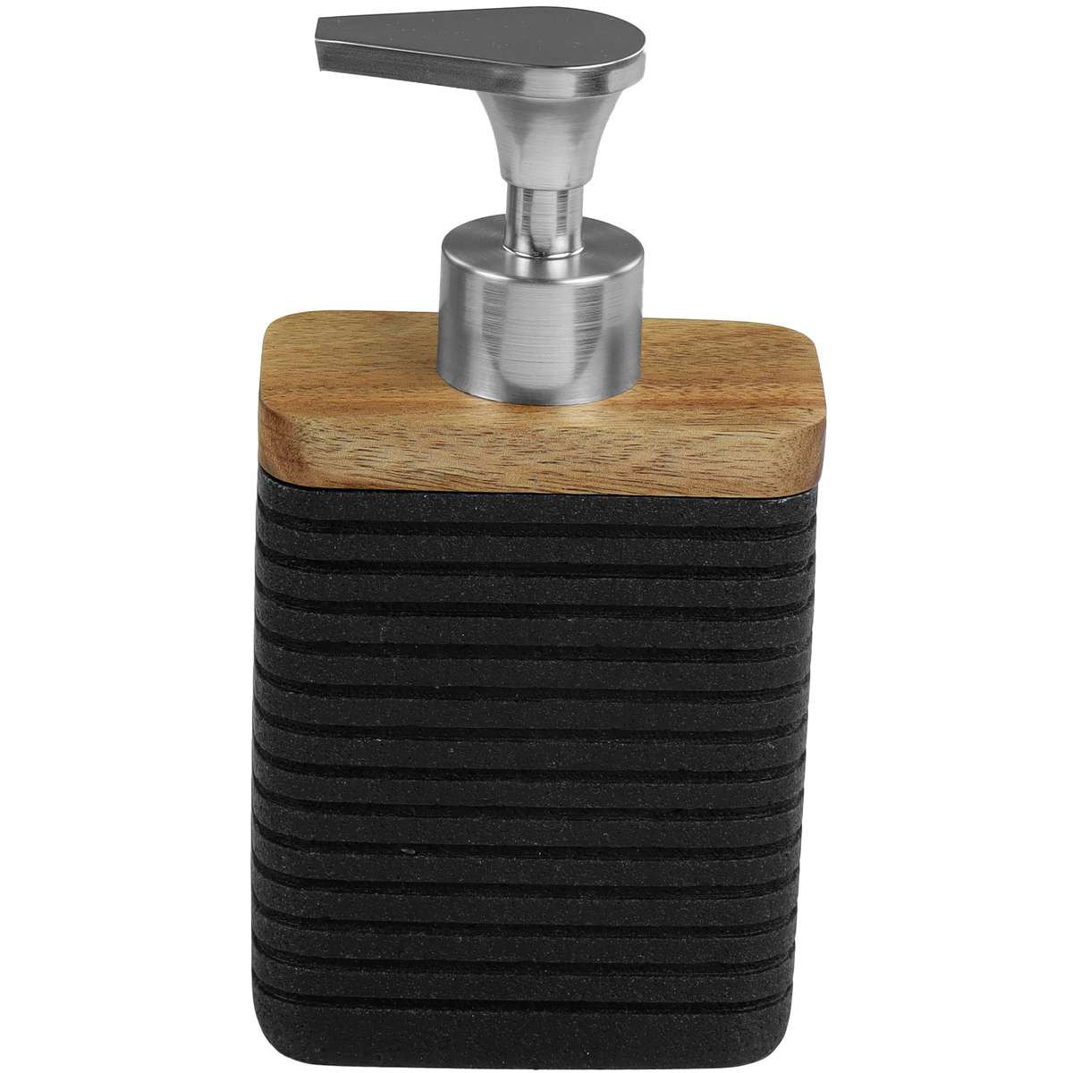 Dispenser para Sabonete Líquido Retangular Madeira Preto Kala