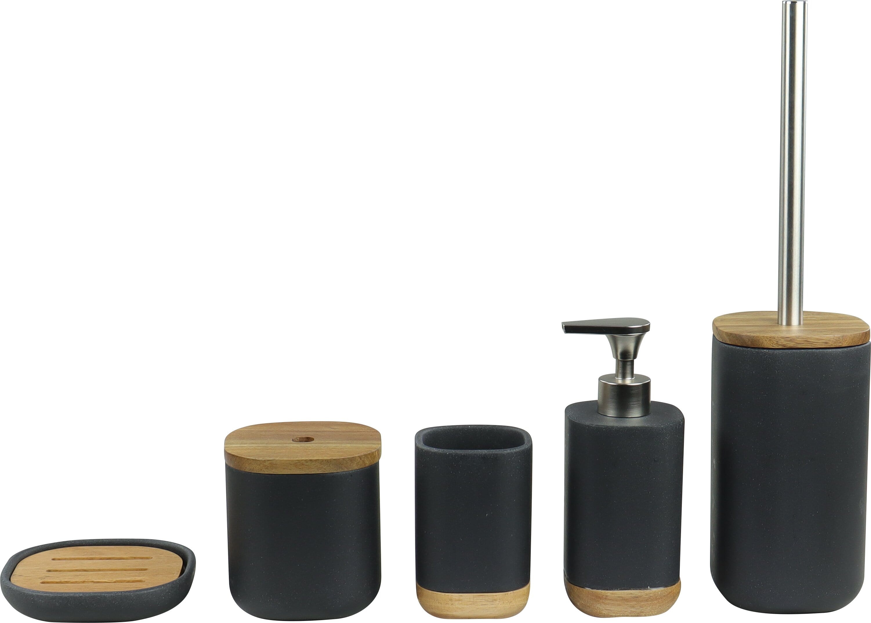 Porta Escova de Dentes Redondo Madeira Preto Kala - Imagem 2