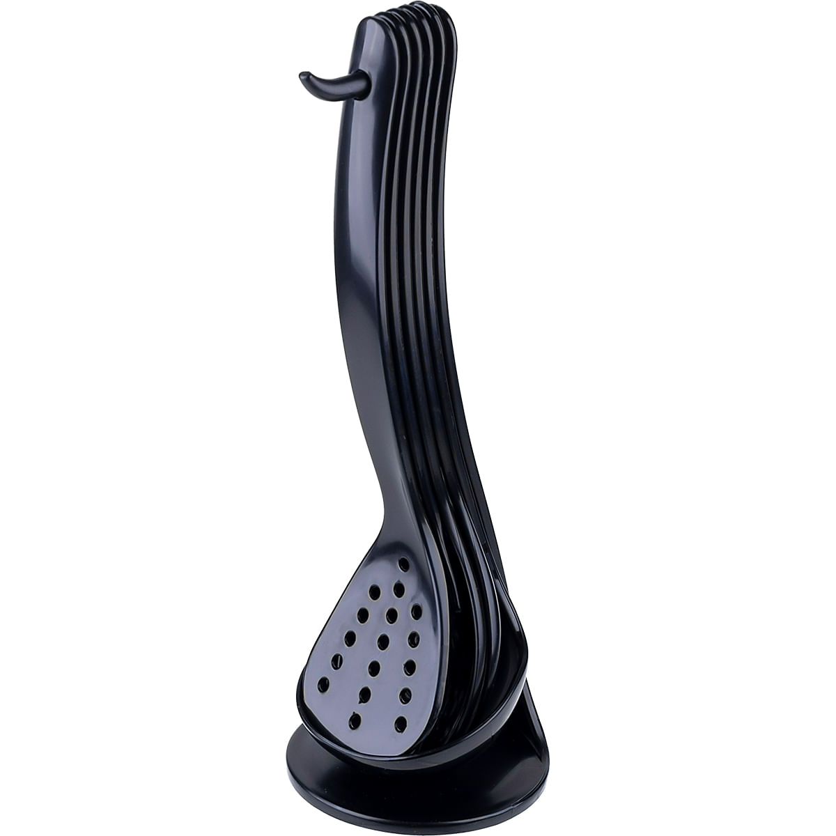 Kit de Cozinha 06 Peças com Suporte Preto Kala