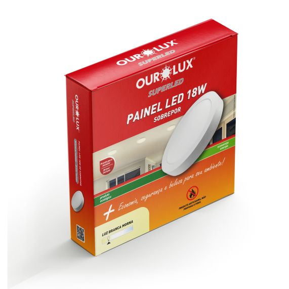 Painel Led Redondo Sobrepor 18W 2700K Bivolt Ourolux - Imagem 2