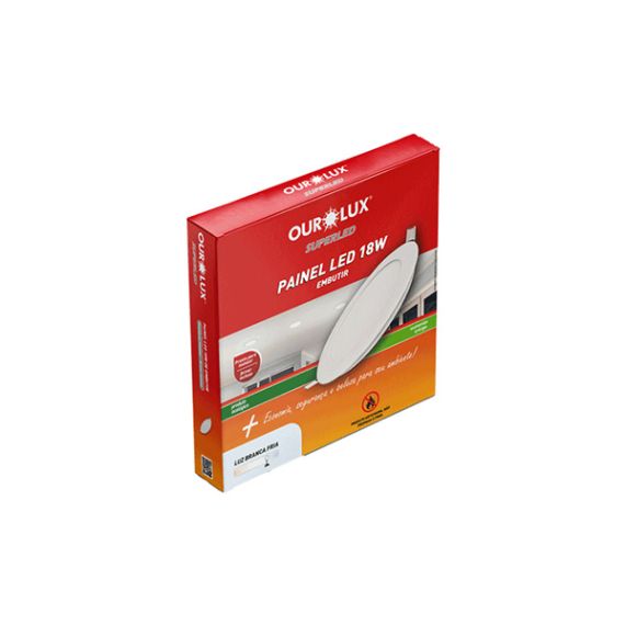 Painel LED Redondo Embutir 18W 2700K Bivolt Ourolux - Imagem 2