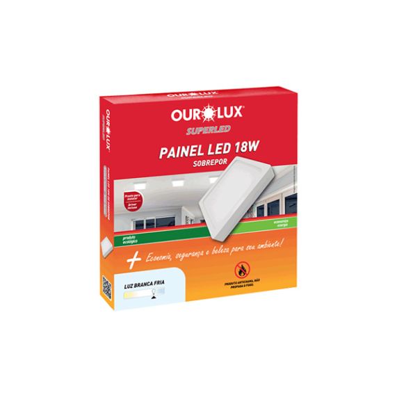 Painel LED Quadrado Sobrepor 18W 2700K Bivolt Ourolux - Imagem 2