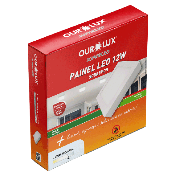 Painel LED Quadrado Sobrepor 12W 2700K Bivolt Ourolux - Imagem 2