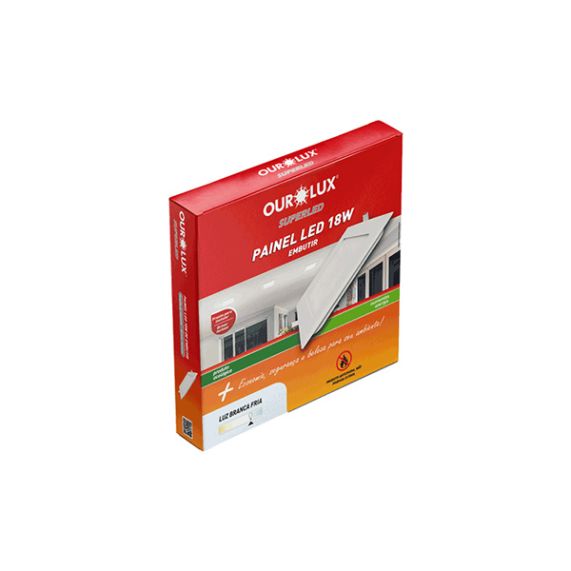 Painel LED Quadrado Embutir 18W 2700K Bivolt Ourolux - Imagem 2