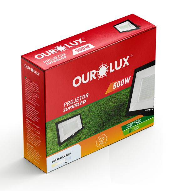 Refletor LED 500W Bivolt Preto IP65 Ourolux - Imagem 2