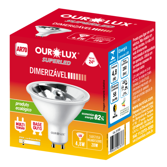 Lâmpada LED AR70 Dimerizável 4,8W Bivolt Ourolux - Imagem 2