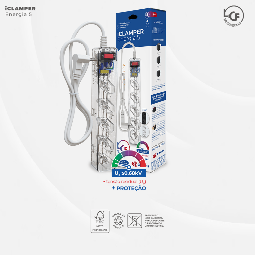 Filtro Linha DPS CL3 5 TO 2P+T 10A Transparente Clamper - Imagem 3