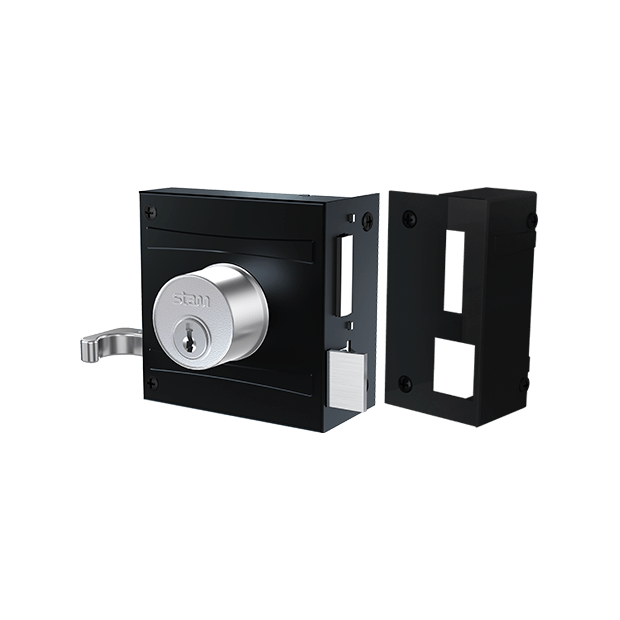 Fechadura para Portão Externo Preto Fosco Stamm