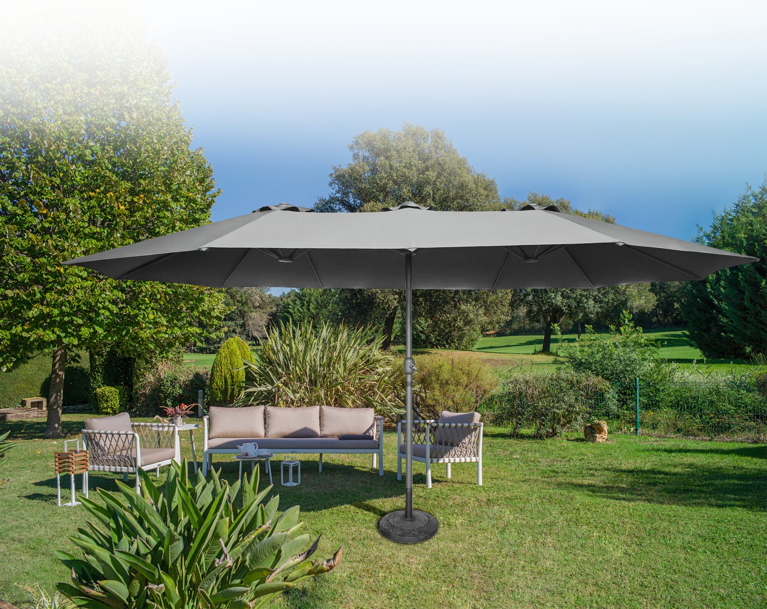 Ombrelone Modelo Retangular Duplo 4,5m Cinza Kala - Imagem 2