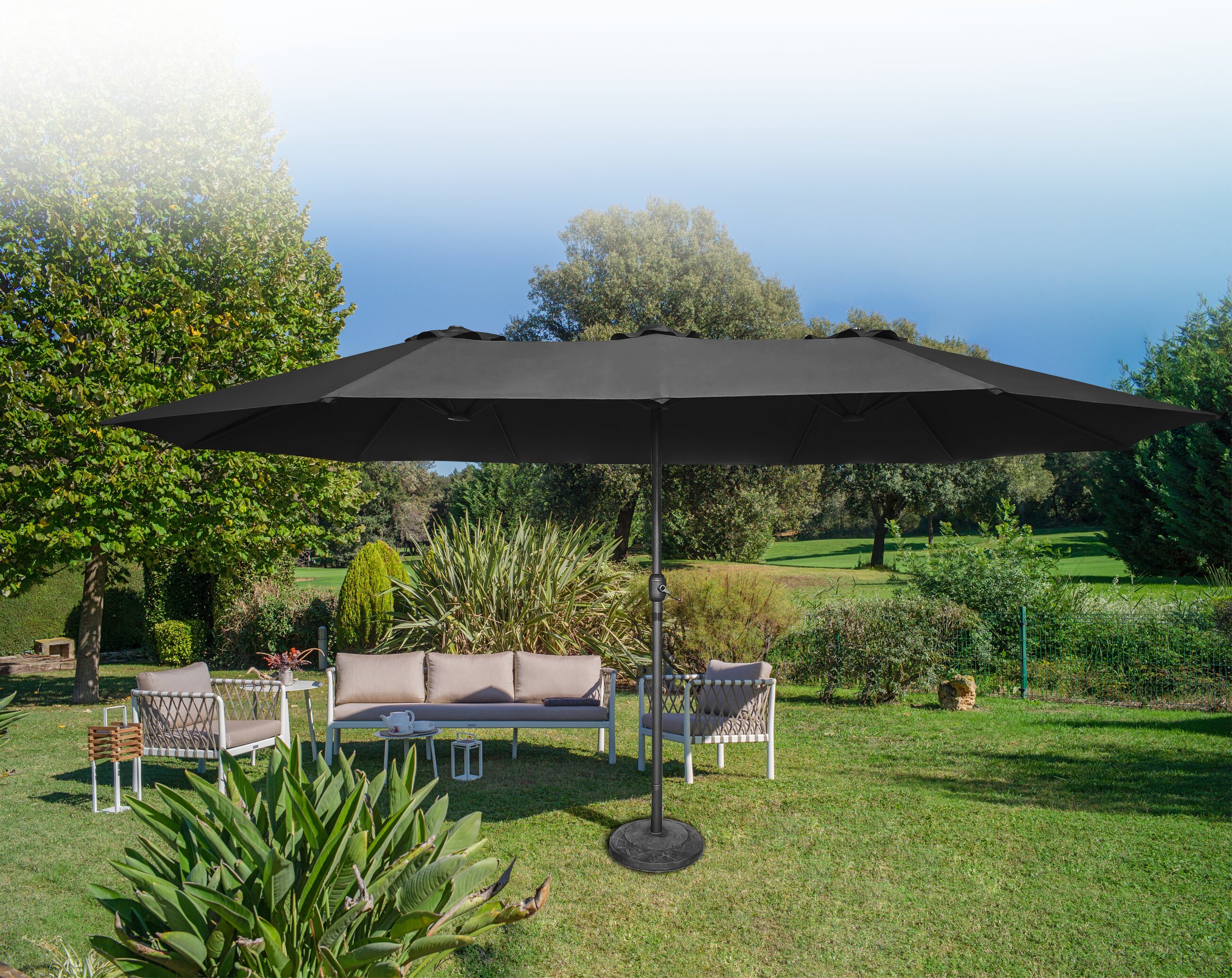 Ombrelone Modelo Retangular Duplo 4,5m Preto Kala - Imagem 2