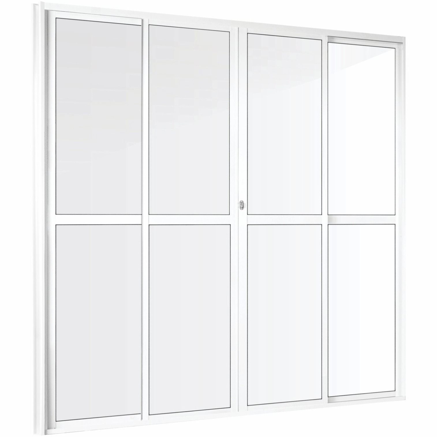 Porta Balcão SPP em Alumínio Branco 4 Folhas Vidro Liso Aluvid - Imagem 2