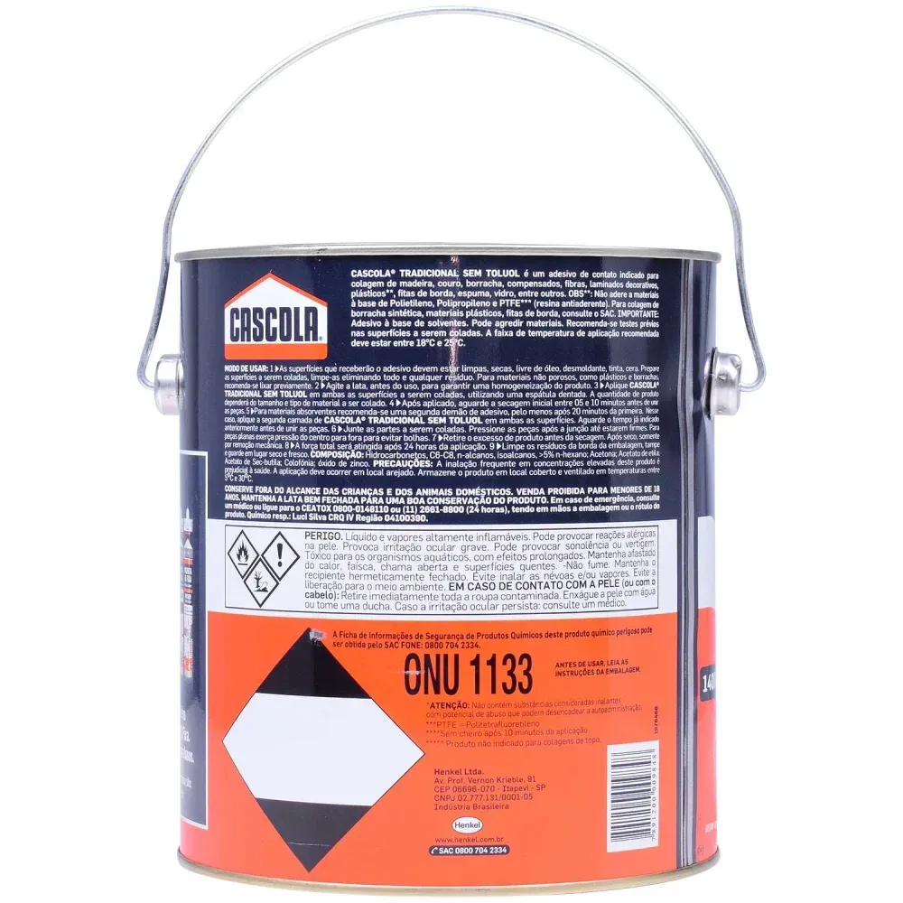 Adesivo de Contato Cascola Tradicional Sem Toluol 2,8Kg Henkel - Imagem 3