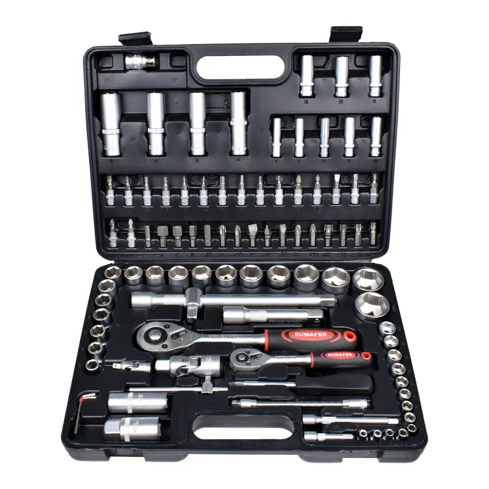 Jogo de Soquetes Sextavado com Catraca 94 Peças Bumafer - Imagem 2