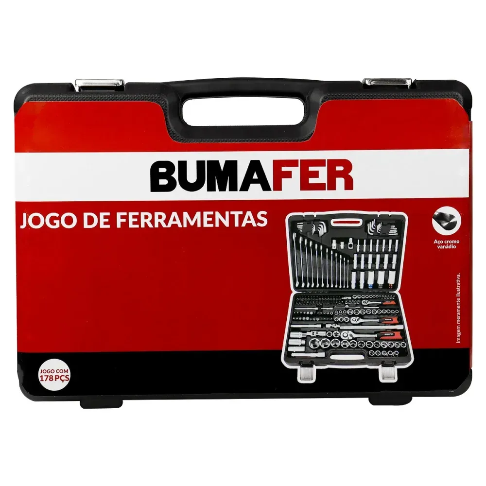 Jogo de Ferramentas 178 Peças Aço Cromo Vanádio Bumafer - Imagem 4