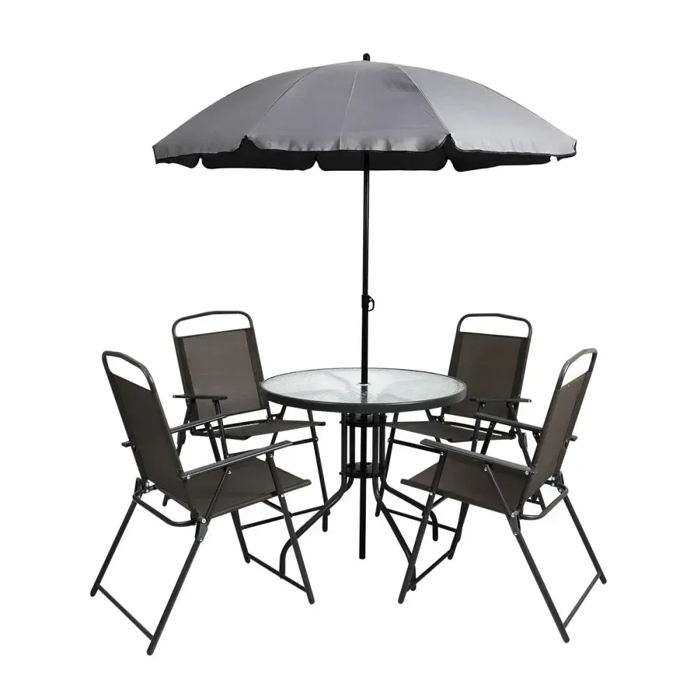 Conjunto para Jardim Mesa Tampo de Vidro 6 Peças Kala