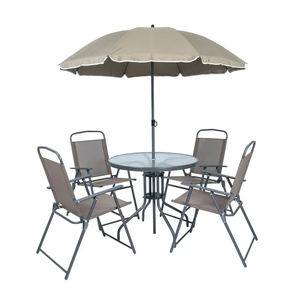 Conjunto de Mesa e Cadeiras 6 Peças Marrom Kala