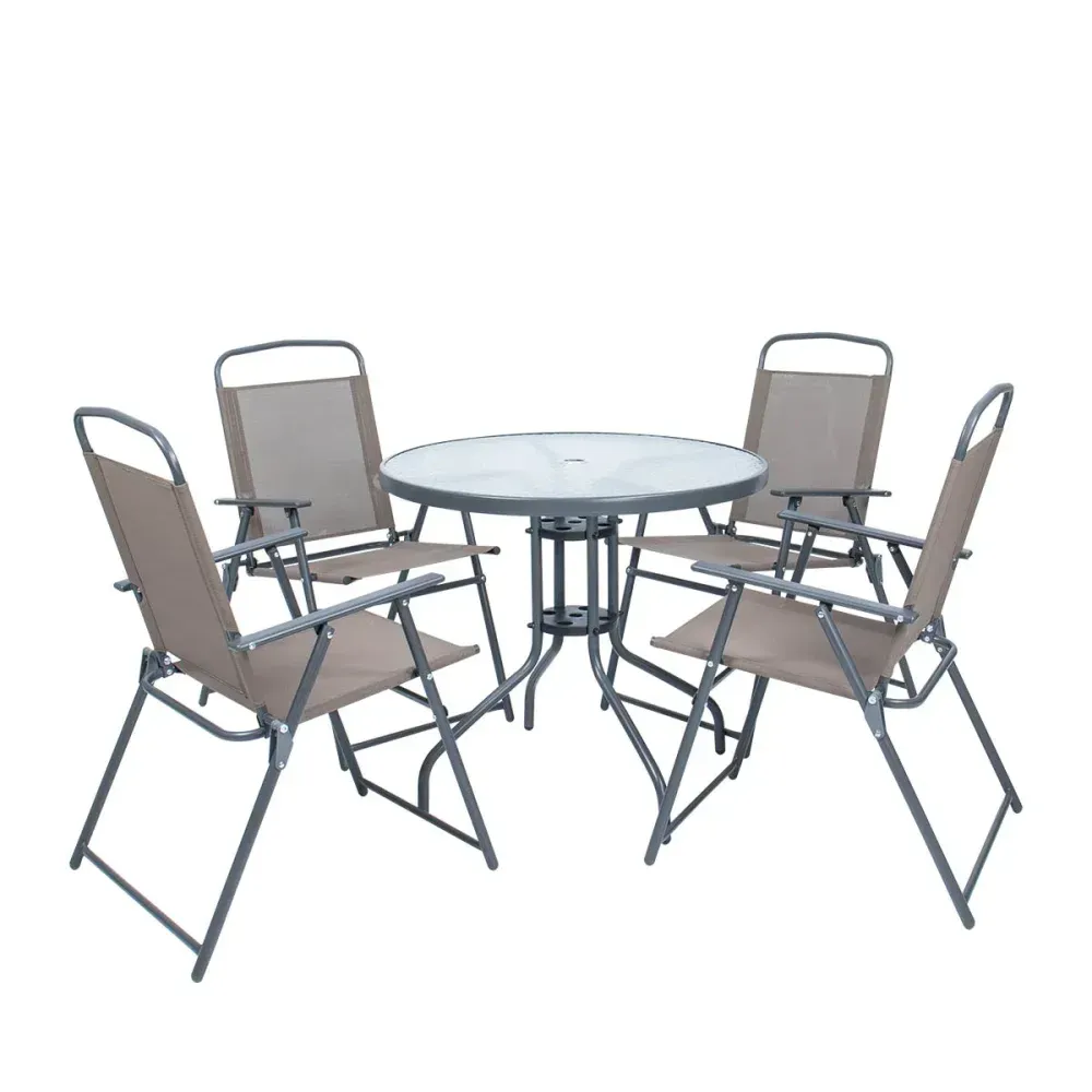 Conjunto de Mesa e Cadeiras 6 Peças Marrom Kala - Imagem 2