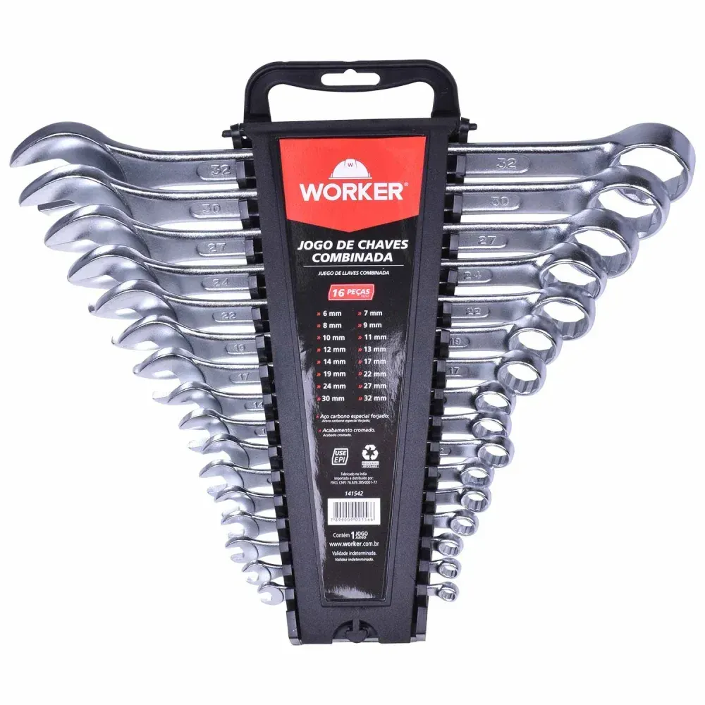 Jogo de Chave Combinada 16 Peças 6 a 32mm Worker