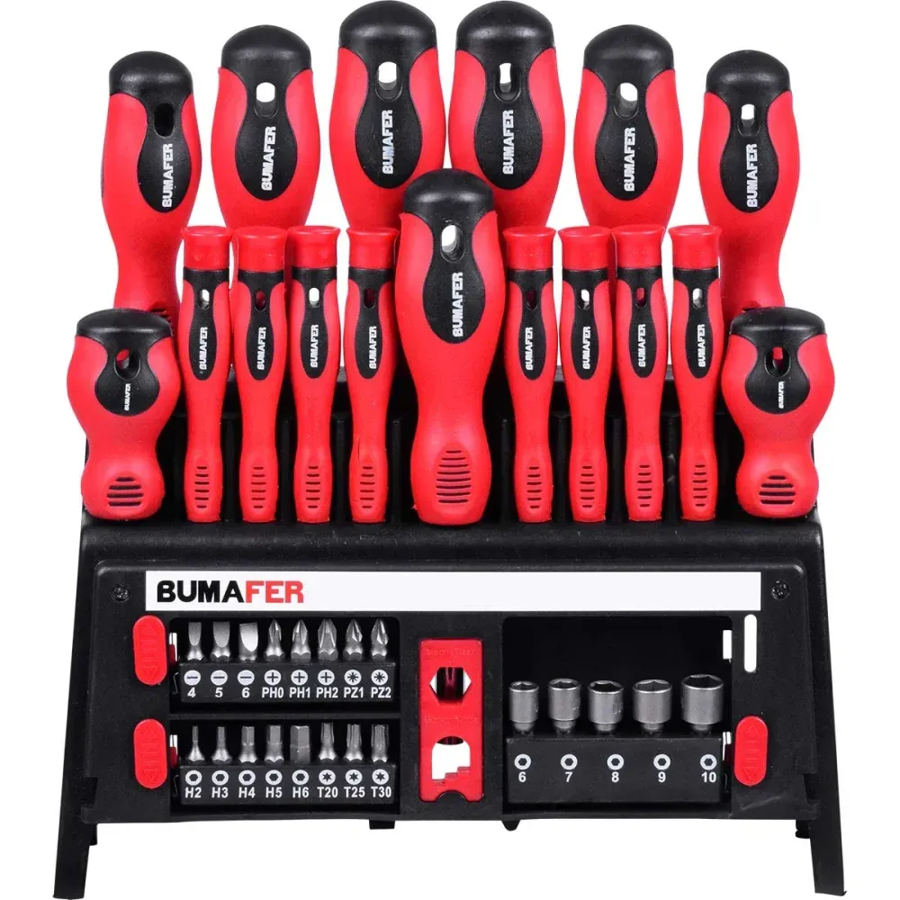 Jogo de Chaves de Fenda Philips e Bits 39 Peças Bumafer